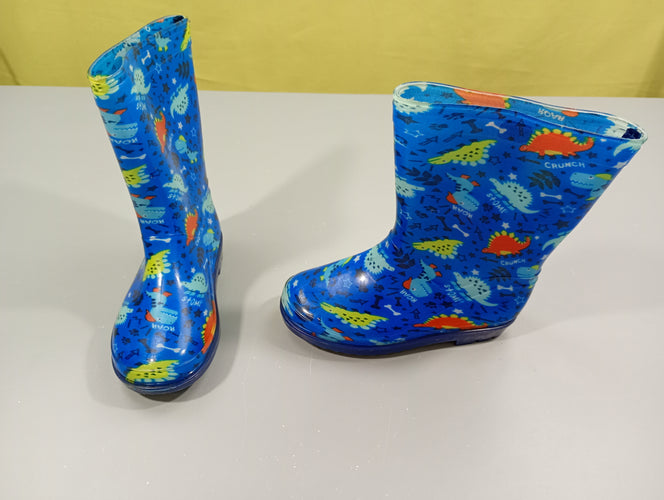 Bottes de pluies bleues dinosaures "roar, crunch,..." -29, moins cher chez Petit Kiwi