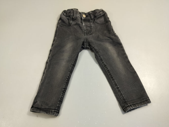 Pantalon denim noir, effet délavé, moins cher chez Petit Kiwi