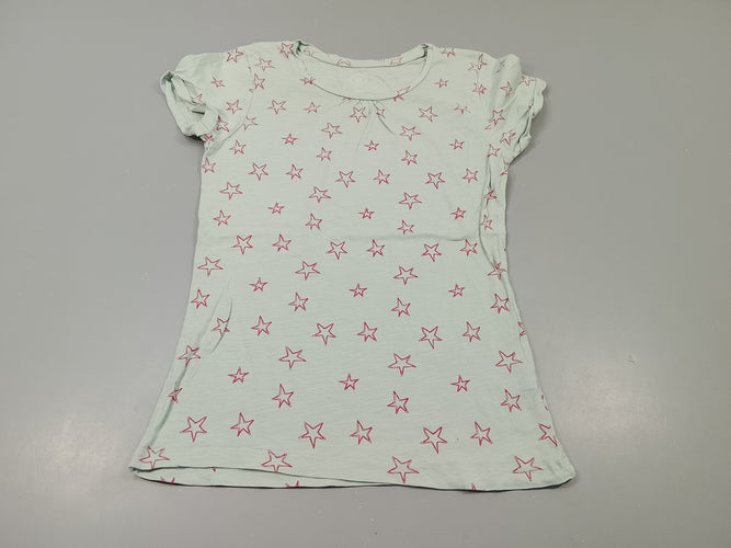 T-shirt m.c bleu clair flammé, étoiles roses, moins cher chez Petit Kiwi