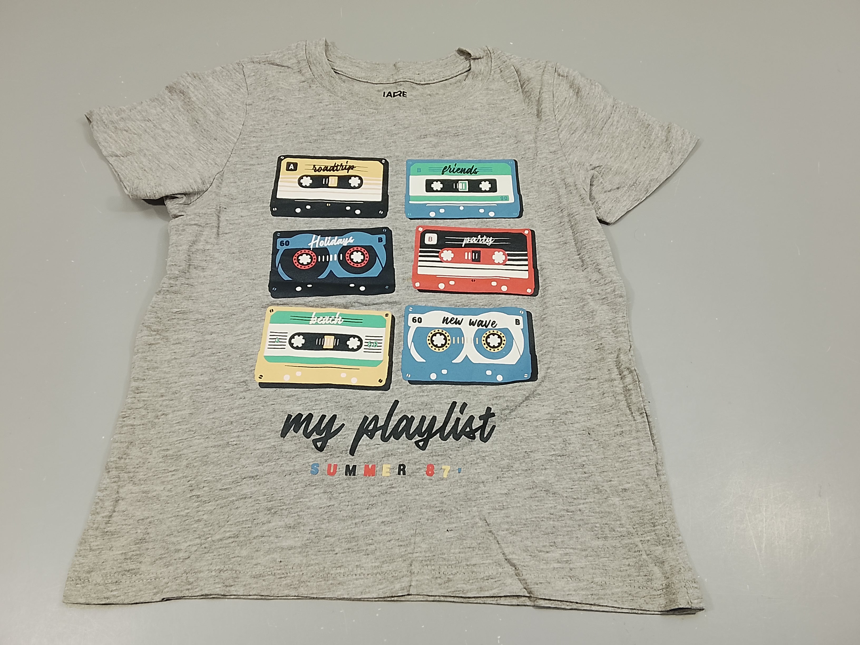 T-shirt m.c gris flammé focage casettes vintages