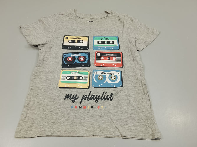 T-shirt m.c gris flammé focage casettes vintages, moins cher chez Petit Kiwi