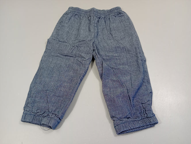 Pantalon denim taille et chevilles élastiques, doublé jersey, moins cher chez Petit Kiwi
