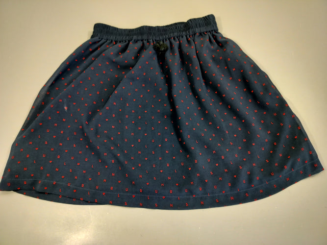 Jupe bleu marine , motifs lettres rouges, moins cher chez Petit Kiwi