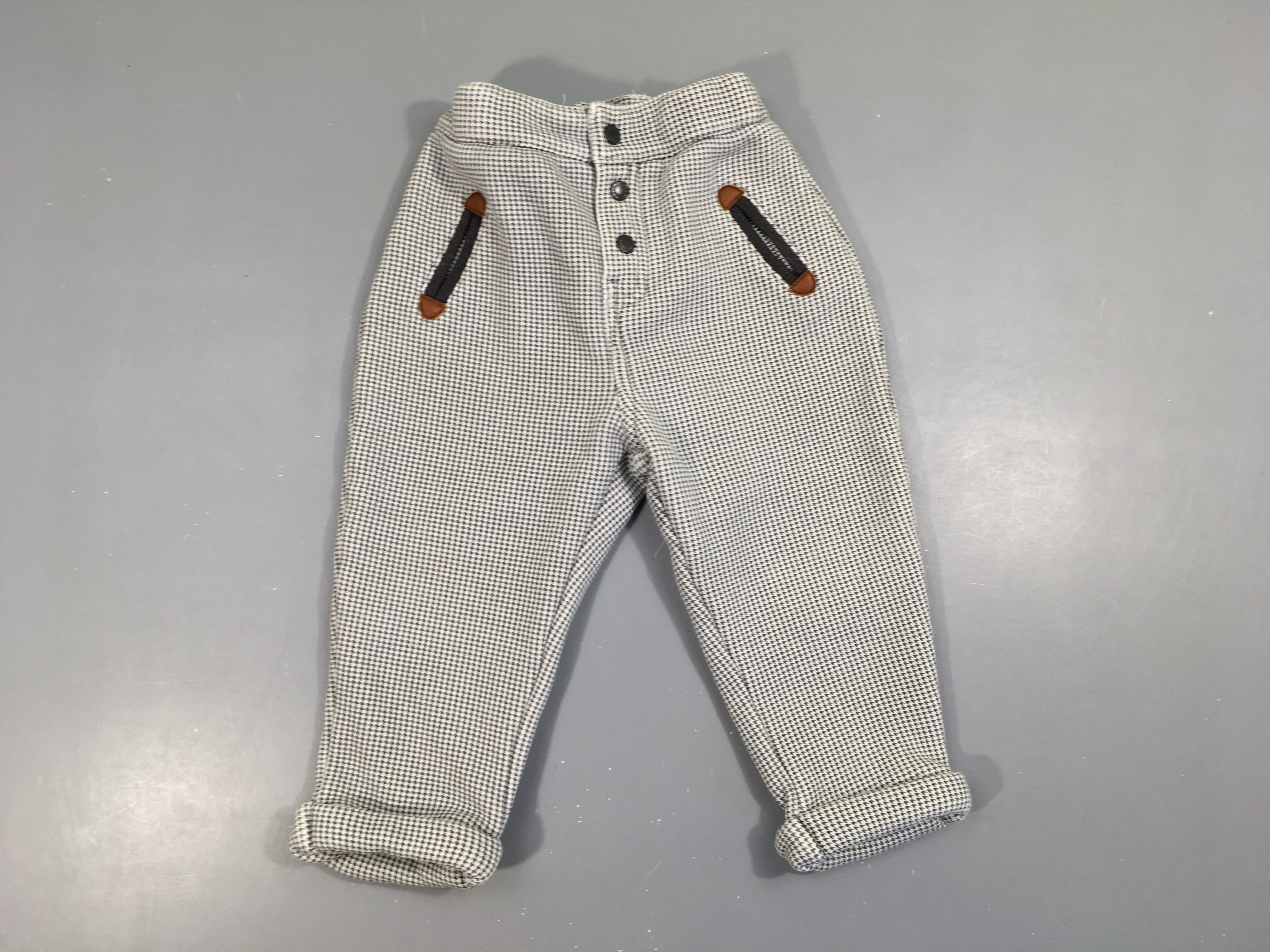 Pantalon à revers gris motifs doublé velours