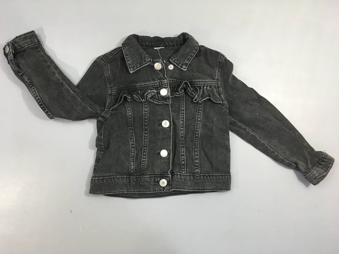 Veste en jean noir froufrous, moins cher chez Petit Kiwi