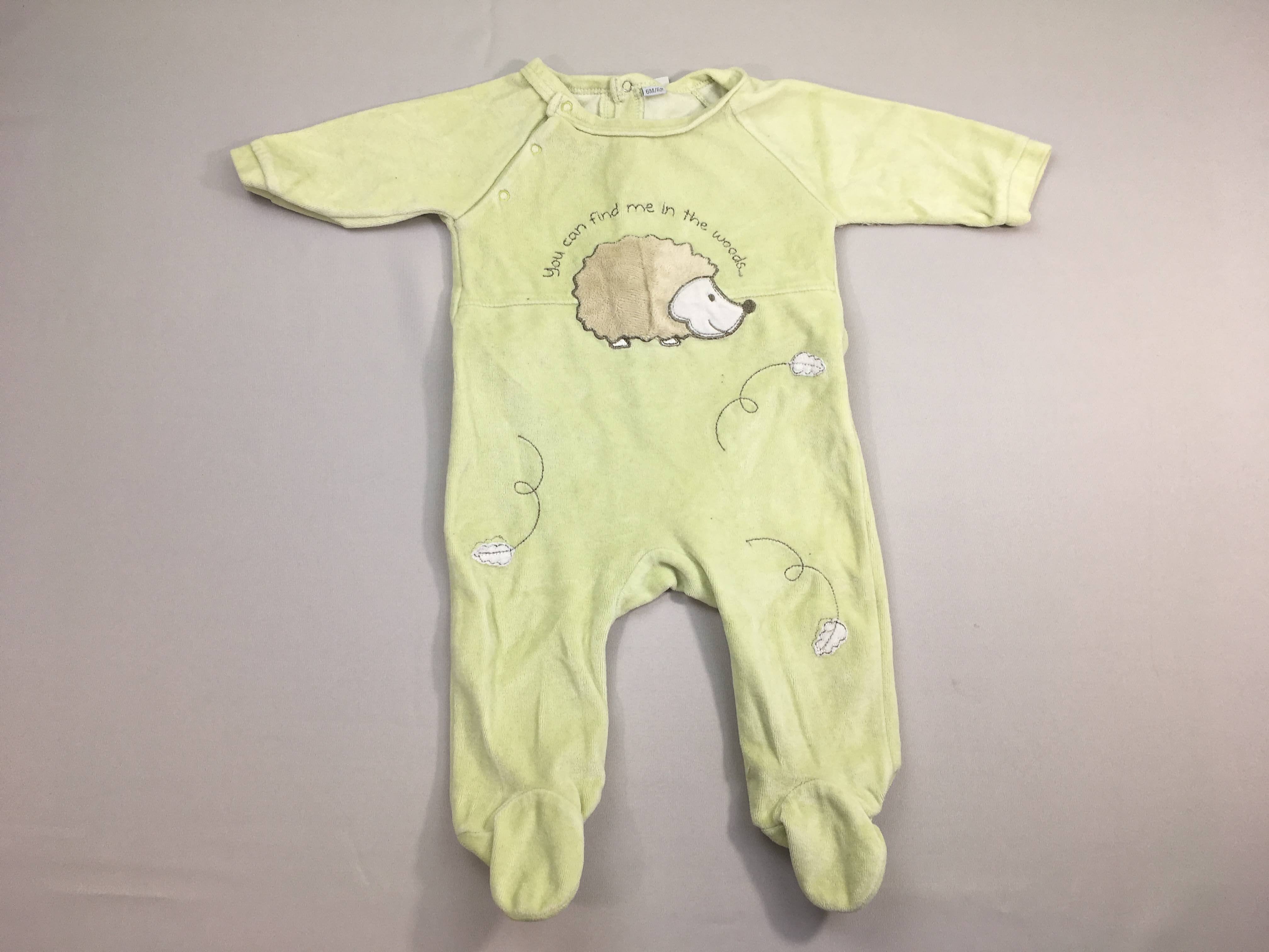 Pyjama velours vert hérisson