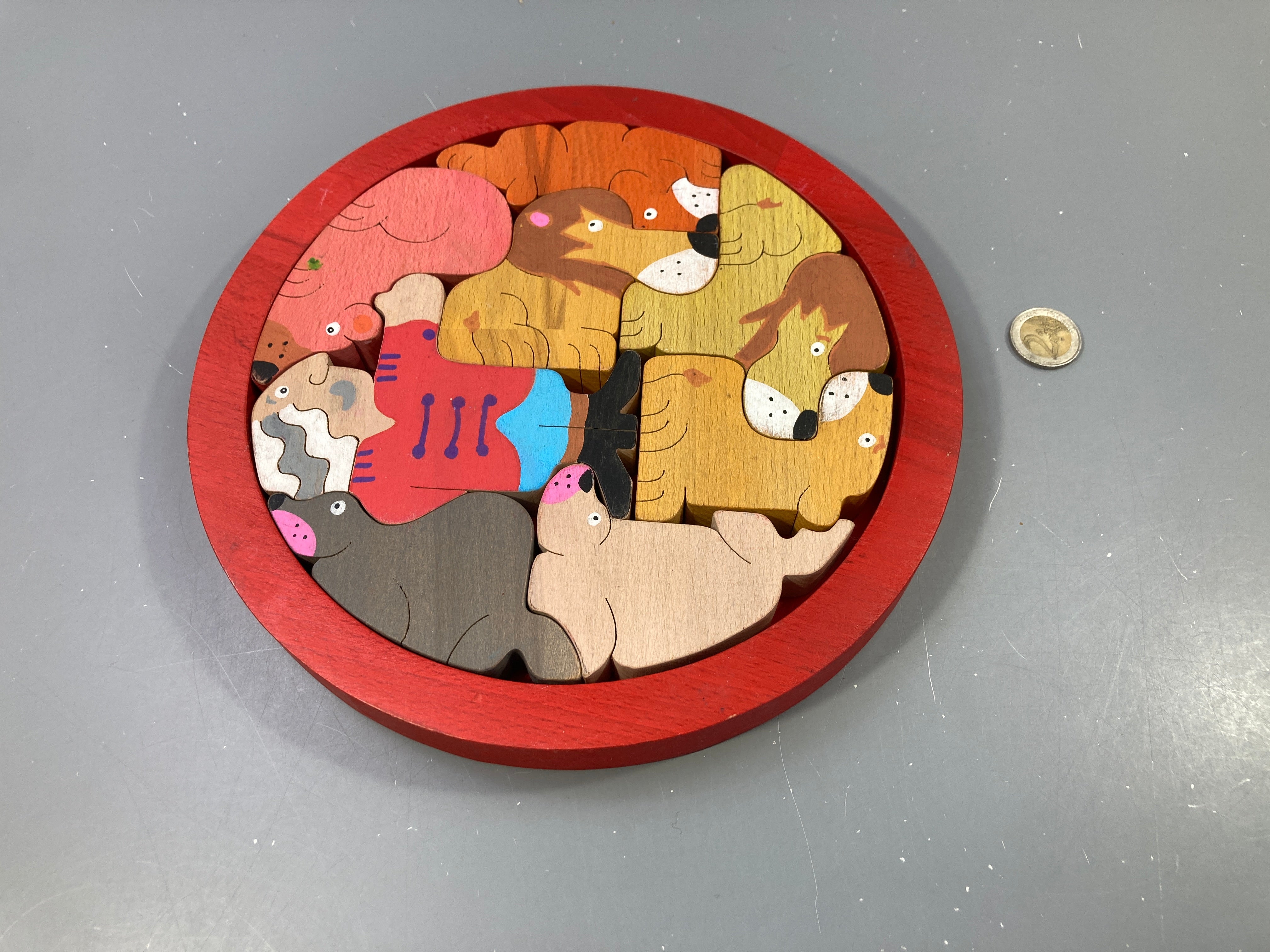 Puzzle en bois animaux du cirque + dompteur