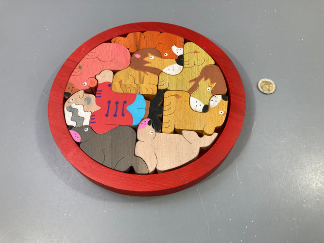 Puzzle en bois animaux du cirque + dompteur, moins cher chez Petit Kiwi