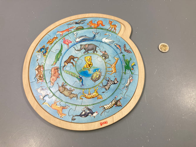 Puzzle en bois spirale animaux, moins cher chez Petit Kiwi