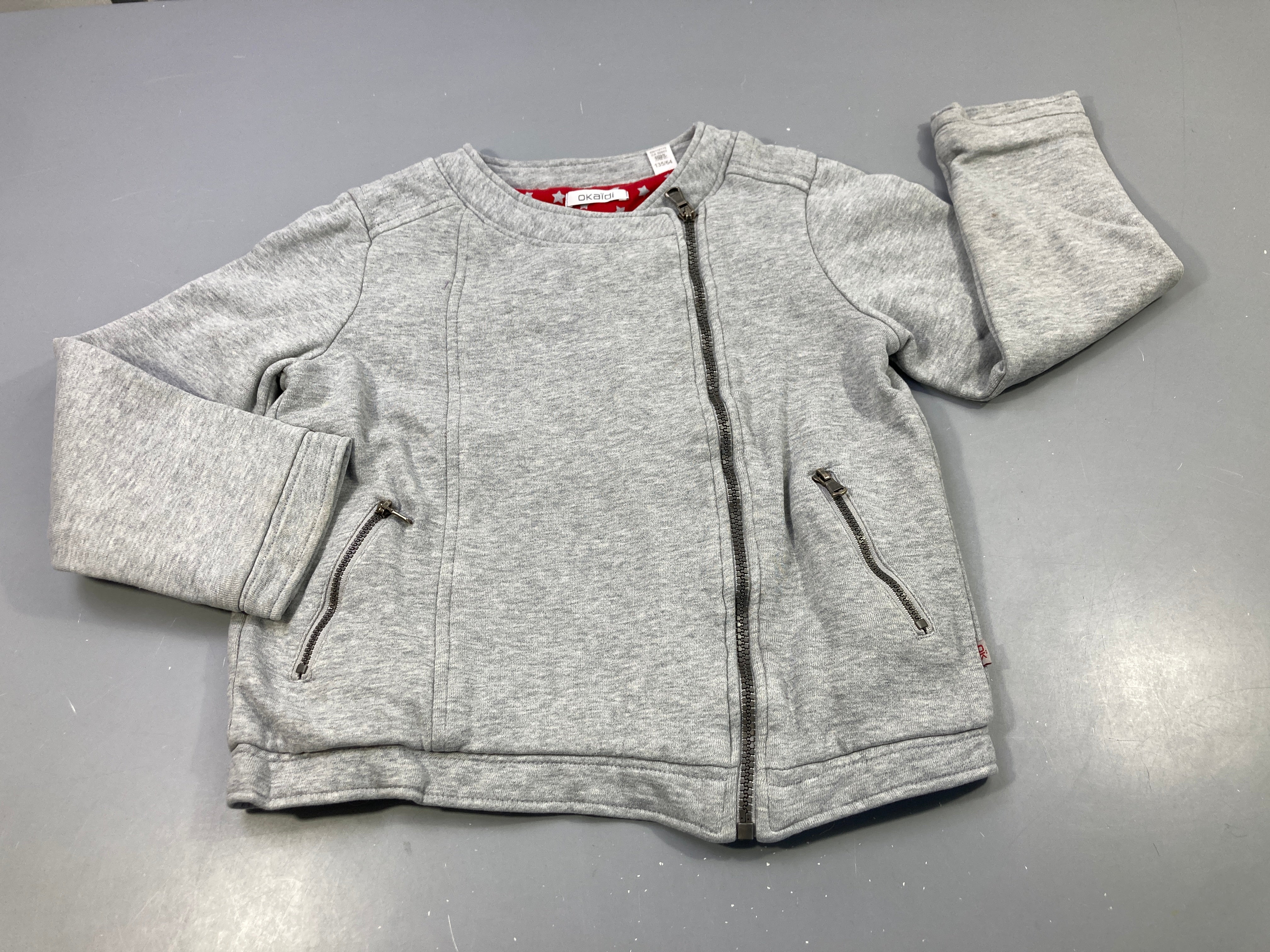 Sweat zippé gris flammé