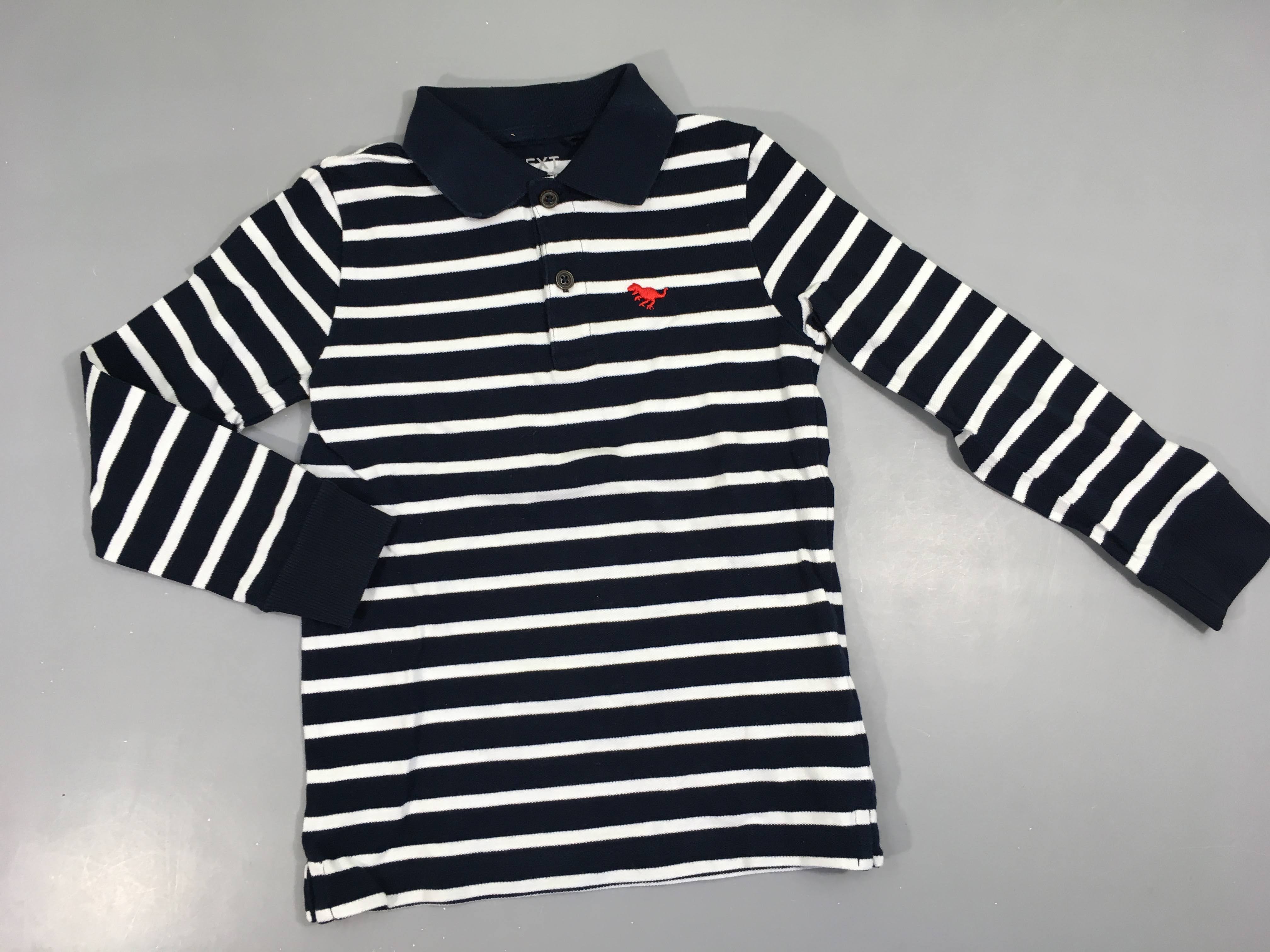 Polo ml blanc rayé bleu foncé Dino