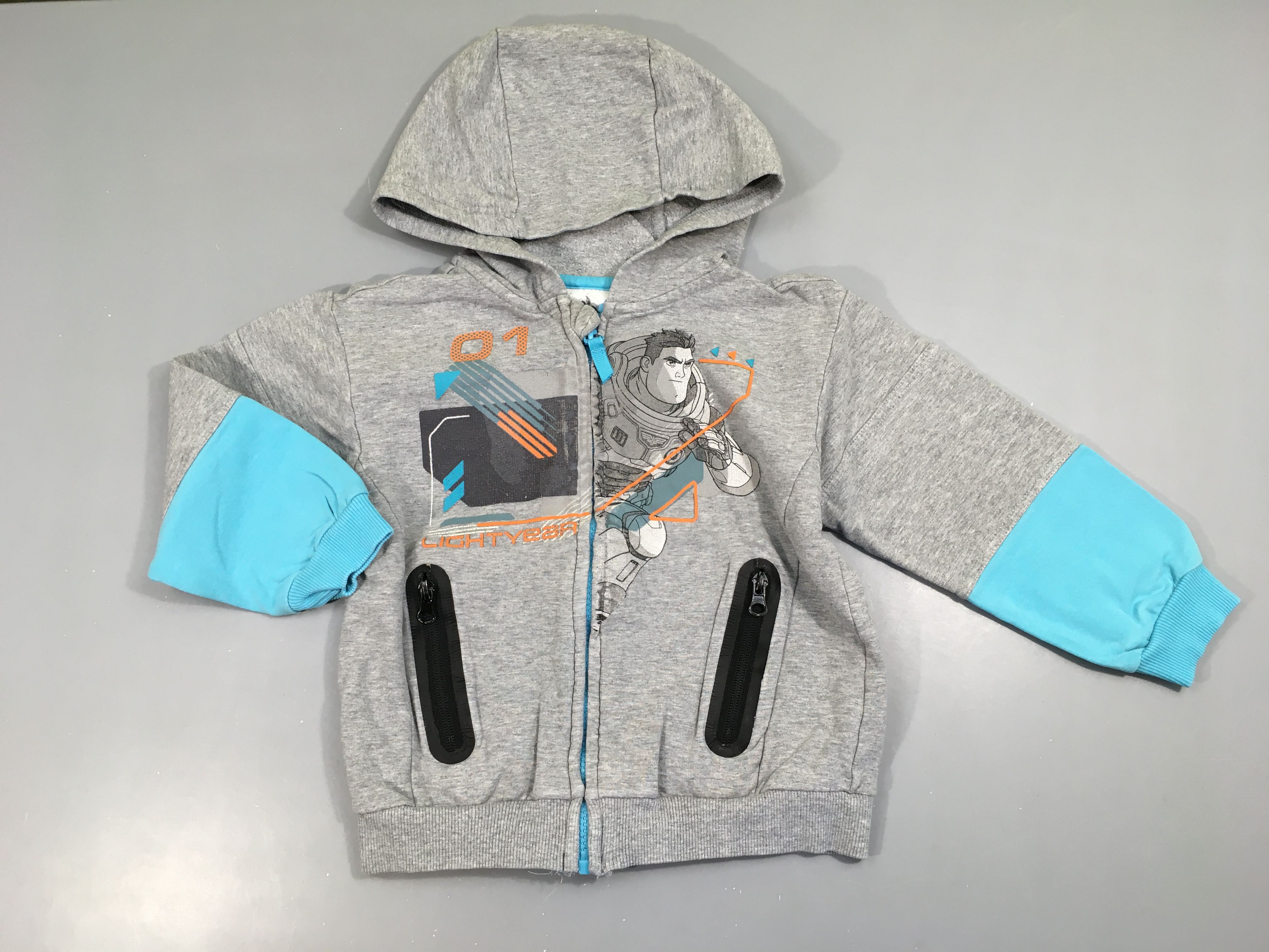 Sweat zippé à capuche gris chiné Buzz