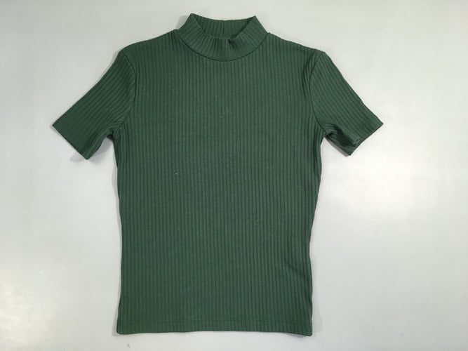 T-shirt m.c côtelé vert foncé, légèrement bouloché, moins cher chez Petit Kiwi