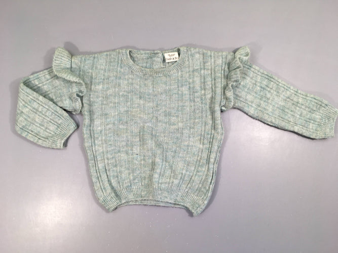 Pull bleu clair chiné beige légèrement bouloché, moins cher chez Petit Kiwi