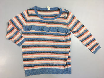 Pull léger rayé multicolore fil irisé volant
