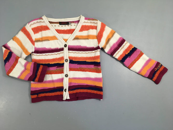 Gilet beige rayé multicolore, moins cher chez Petit Kiwi