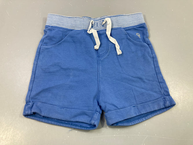 Short jersey bleu , taille élasique rayé blanc bleu, moins cher chez Petit Kiwi