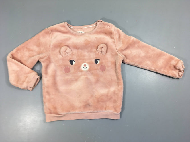 Pull velours rose ours, moins cher chez Petit Kiwi