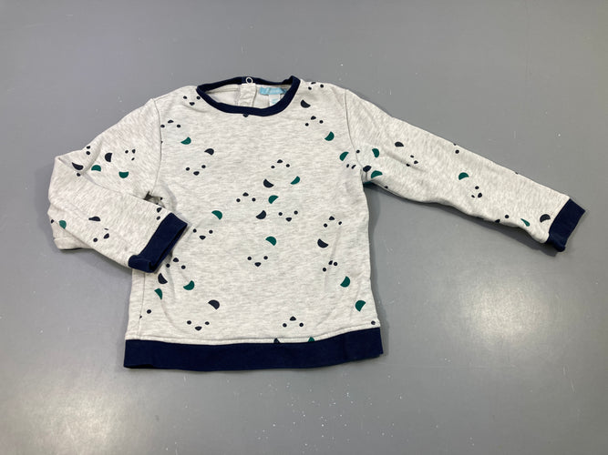 Sweat gris clair flammé, têtes d'ours, moins cher chez Petit Kiwi