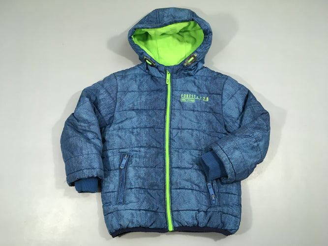 Doudoune bleu chiné doublé polar, moins cher chez Petit Kiwi