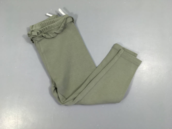 Legging côtelé kaki froufrous taille, moins cher chez Petit Kiwi