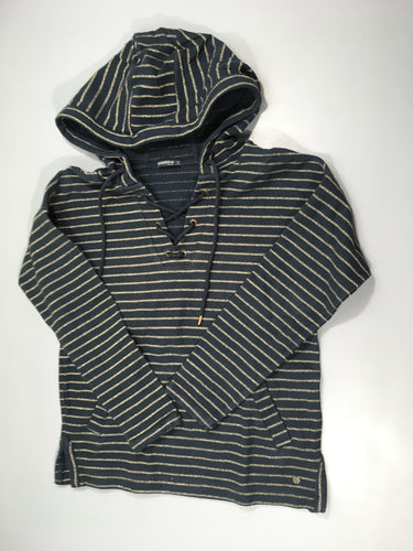 Pull bleu foncé rayé doré à capuche, Bonobo jeans, M, moins cher chez Petit Kiwi