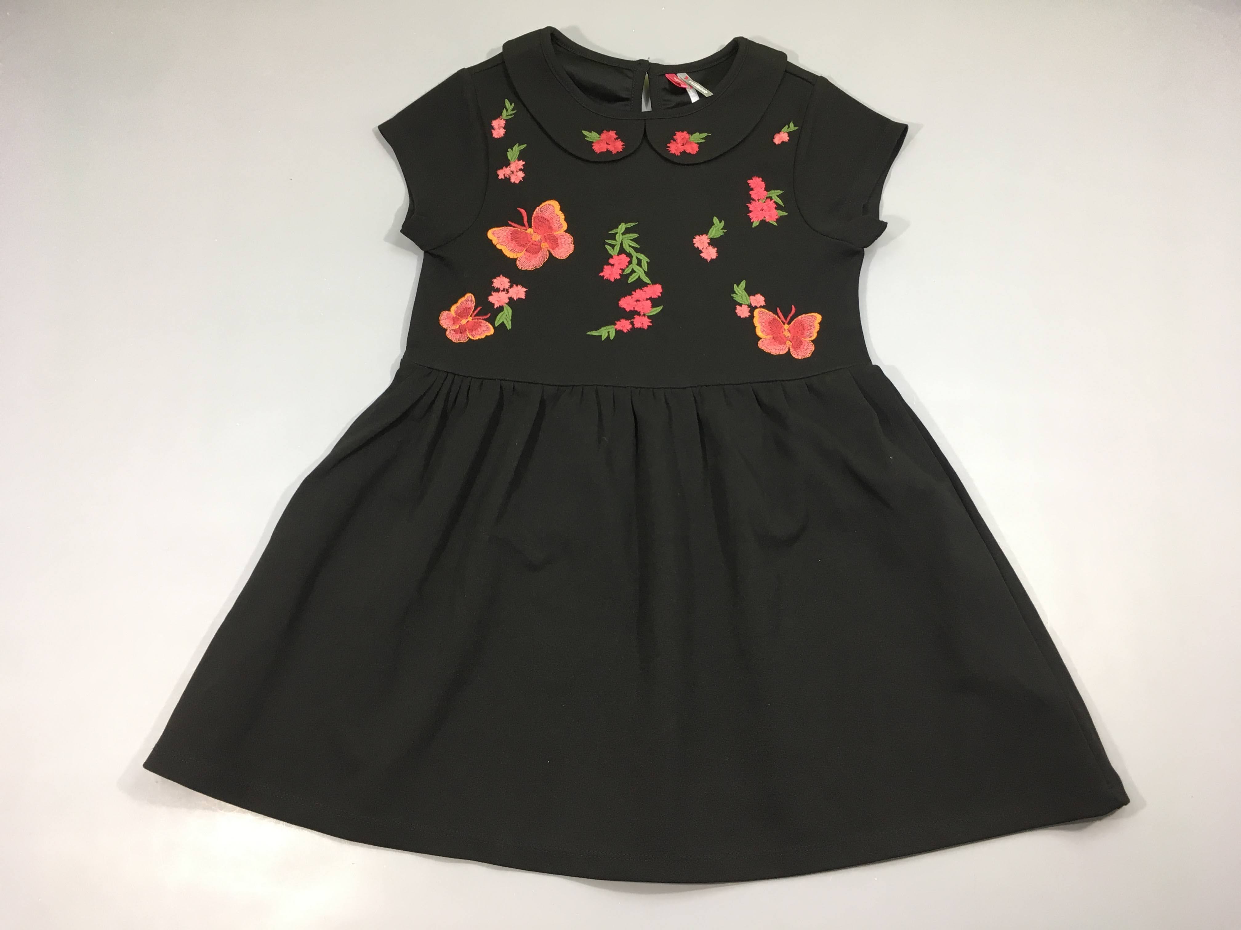Robe m.c synthétique noir fleurs