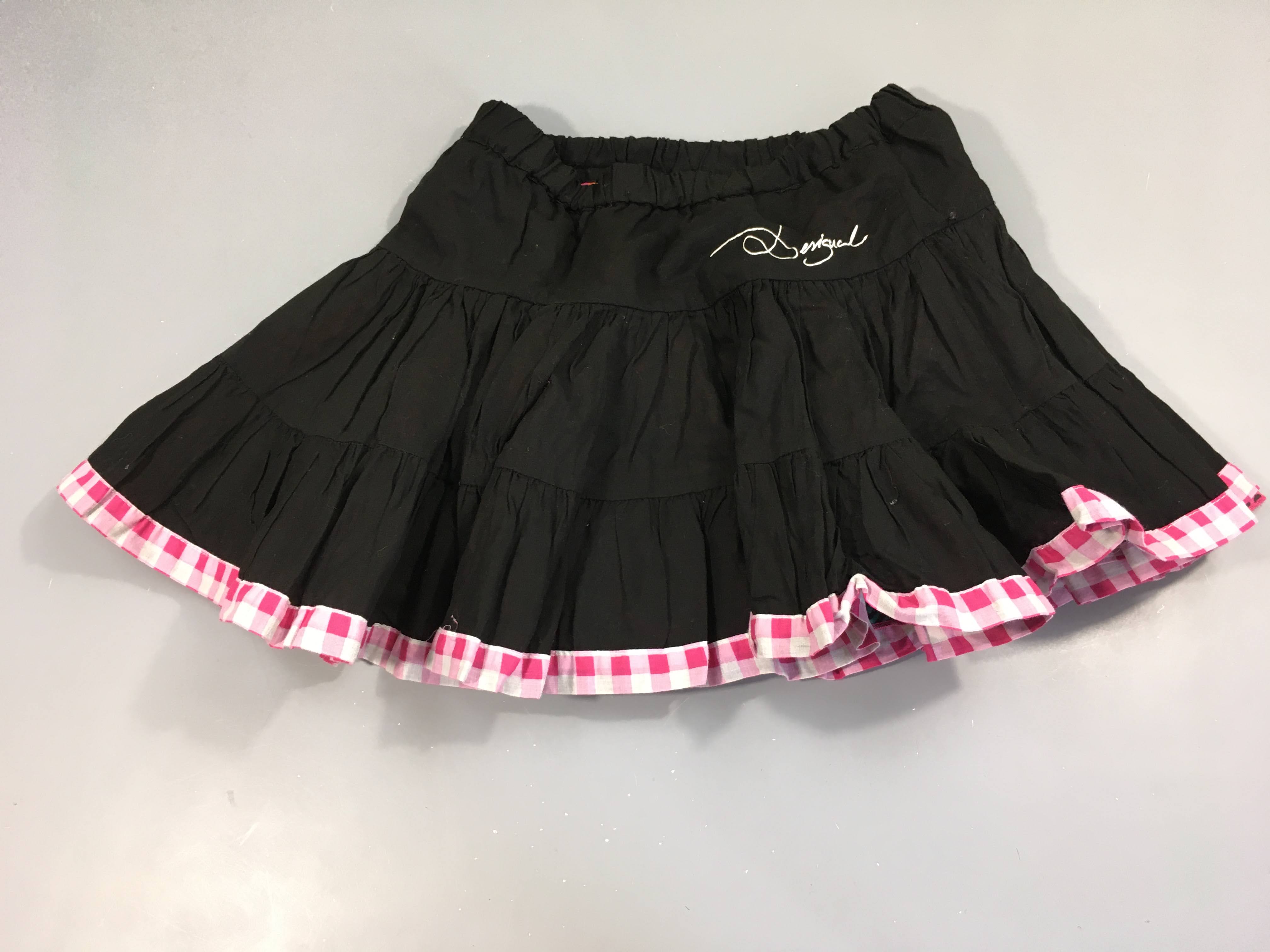 Jupe à volants taille élastique imprimé rose/orange/turquoise/noir réversible