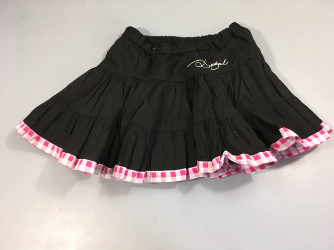 Jupe à volants taille élastique imprimé rose/orange/turquoise/noir réversible, moins cher chez Petit Kiwi