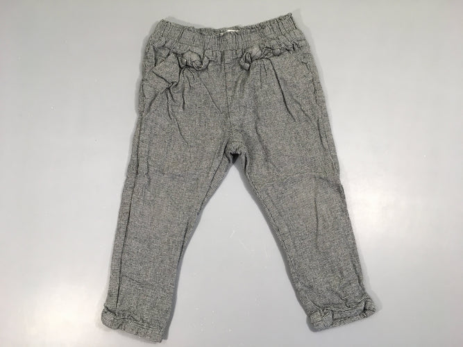 Pantalon petits carreaux gris/blanc doublé jersey noeuds, moins cher chez Petit Kiwi
