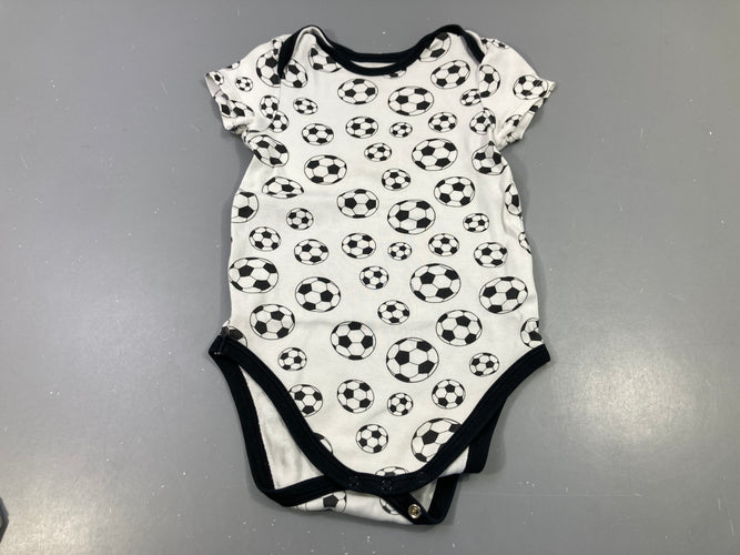 Body m.c blanc ballons de foot noirs, moins cher chez Petit Kiwi
