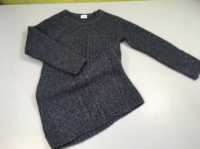 Robe pull gris foncé fil lurex mauve, moins cher chez Petit Kiwi