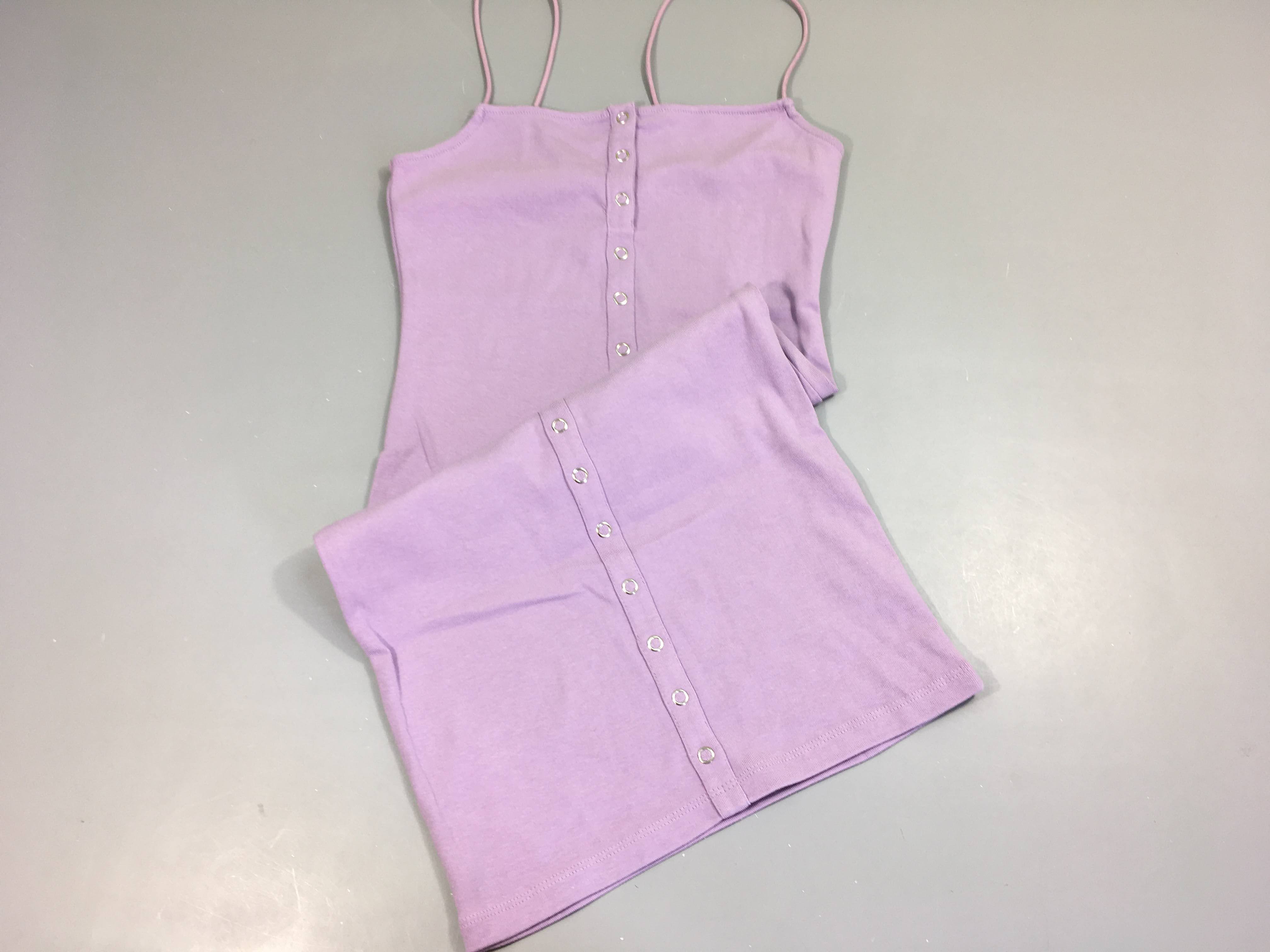 Robe fines bretelles pressions devant mauve