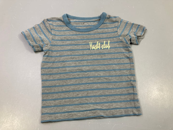 T-shirt m.c gris flammé rayé bleu "Yatch Club", moins cher chez Petit Kiwi