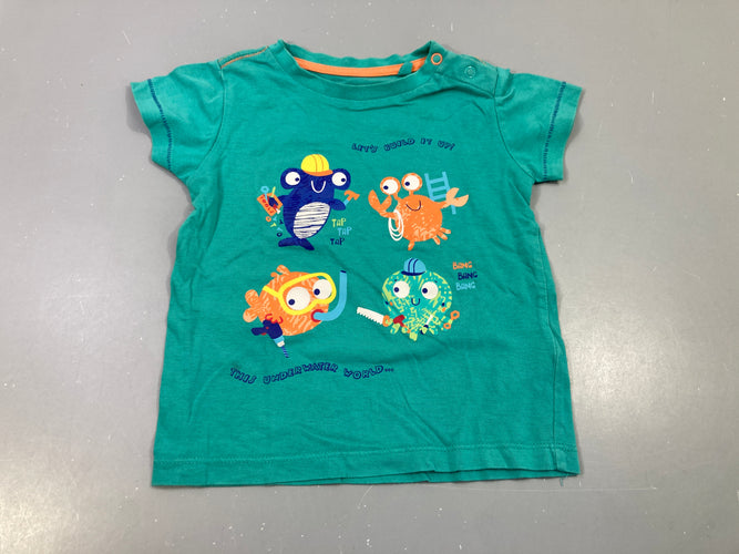 T-shirt m.c bleu , animaux marins, moins cher chez Petit Kiwi