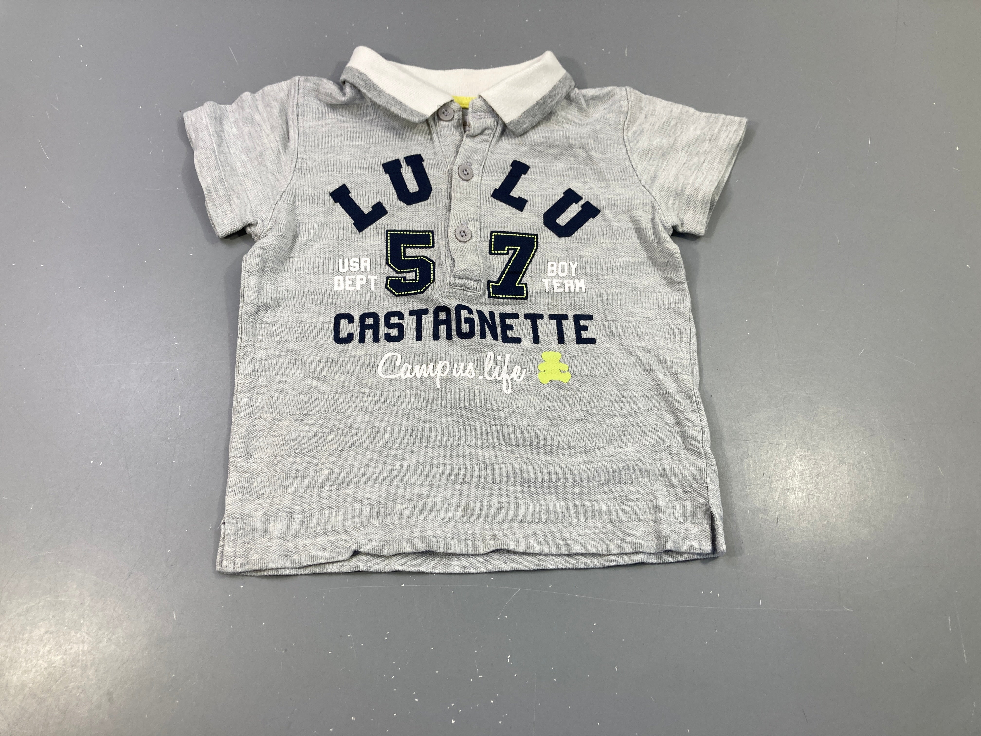 Polo m.c gris clair texturé 