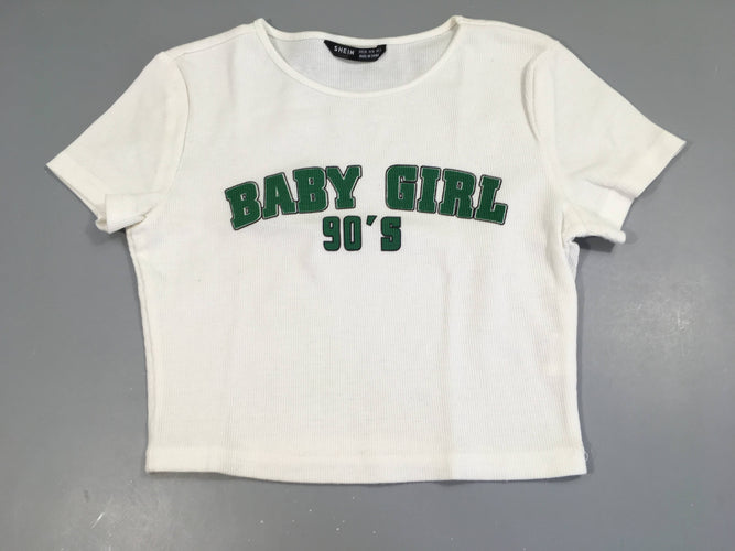 Crop top m.c cotelé blanc , baby girl, moins cher chez Petit Kiwi