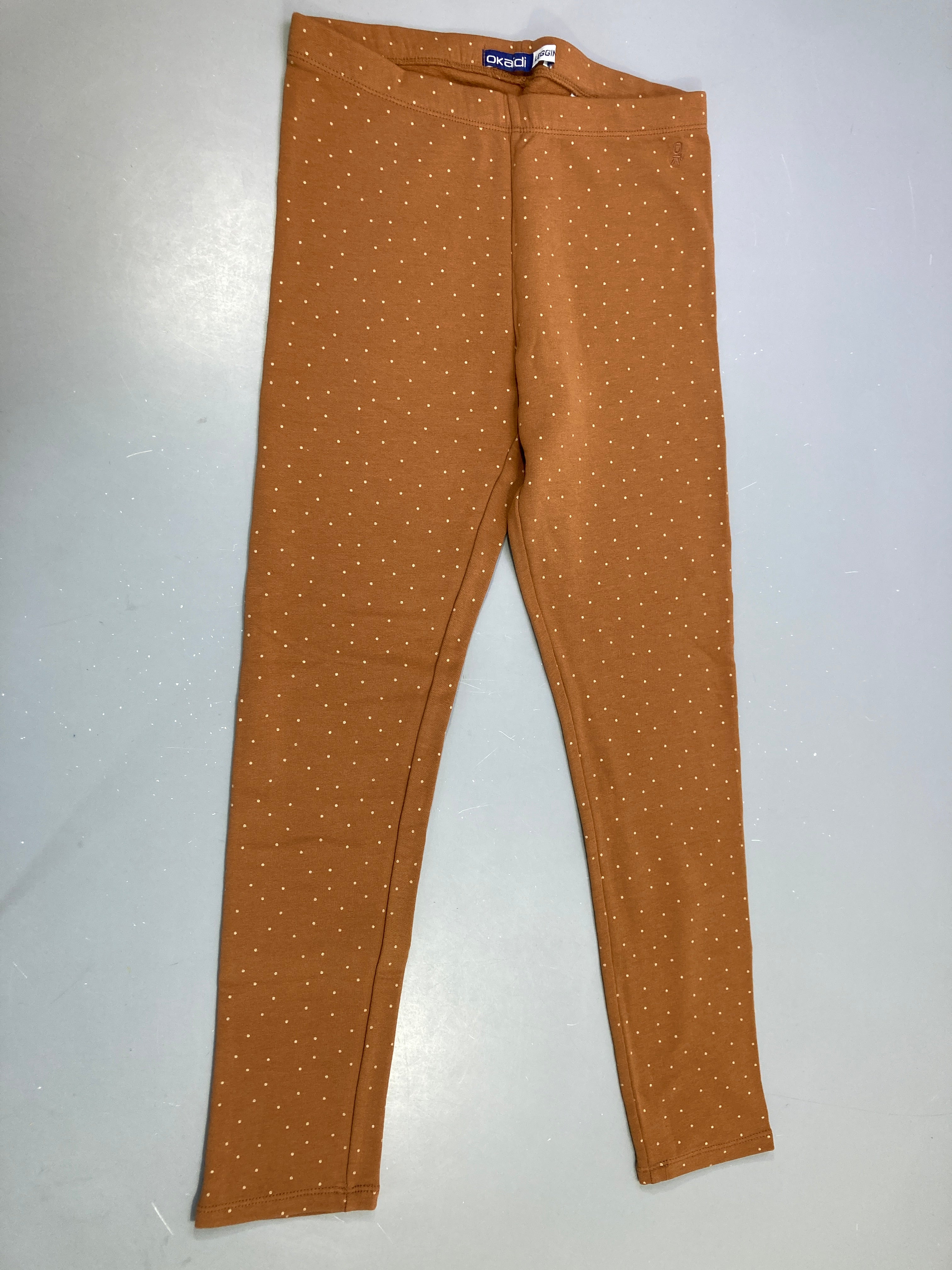 Legging épais ocre pois beiges
