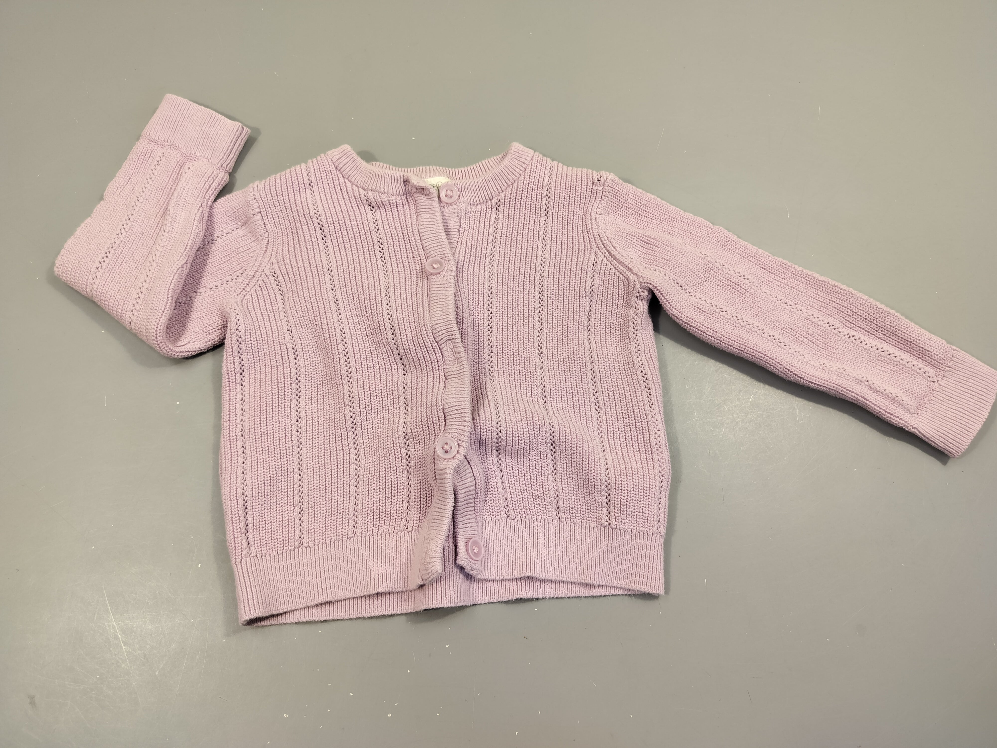 Gilet en maille mauve clair  100% coton