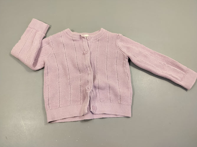 Gilet en maille mauve clair  100% coton, moins cher chez Petit Kiwi