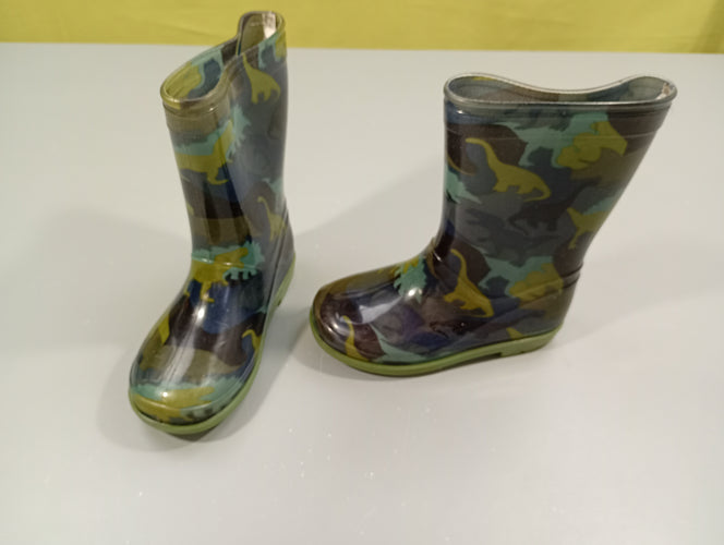 Bottes de pluie bleu marine, vert motifs  dinosaures -27, moins cher chez Petit Kiwi