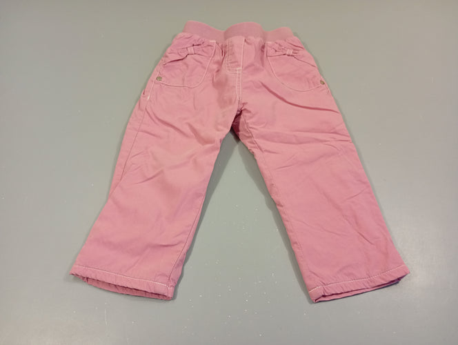 Pantalon rose,noeuds aux poches, intérieur polar, moins cher chez Petit Kiwi
