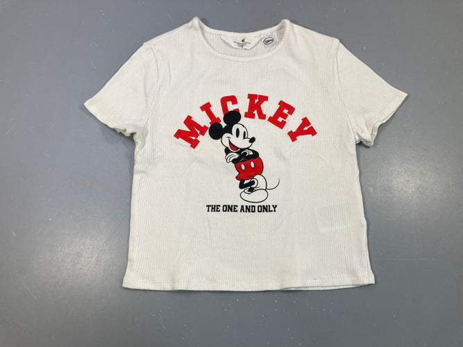 T-shirt m.c côtelé blanc Mickey, moins cher chez Petit Kiwi