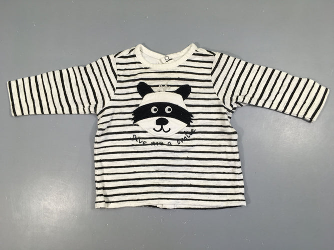 T-shirt m.l mailles blanc chiné gris rayé noir raton, moins cher chez Petit Kiwi