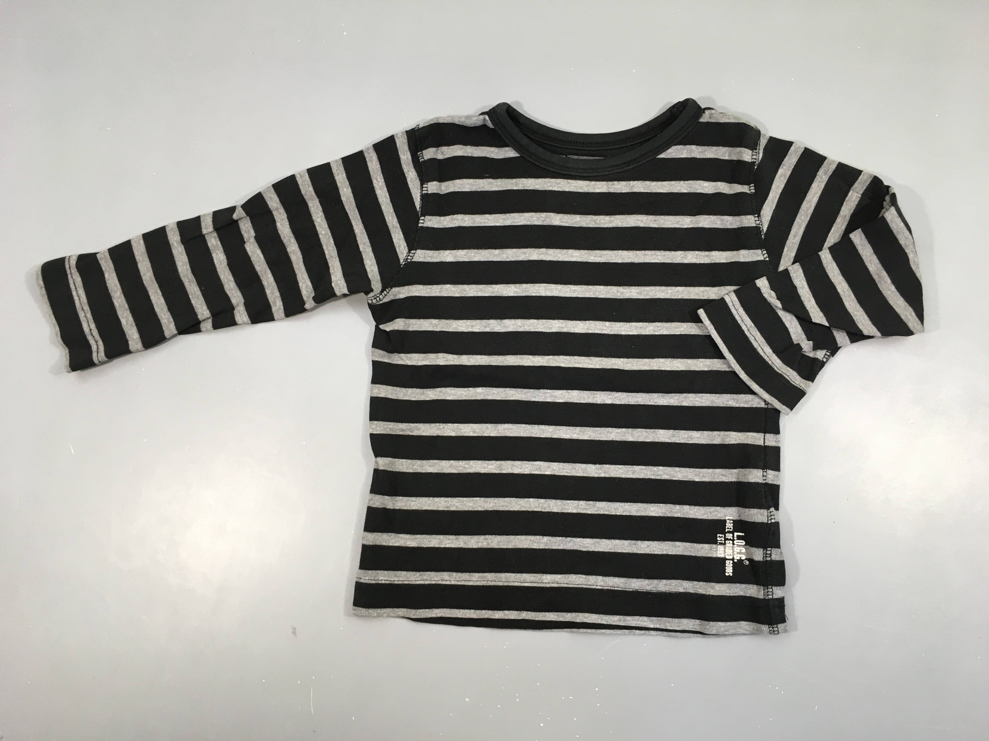 T-shirt m.l noir rayé gris chiné