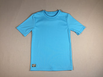 T-shirt m.c bleu anti UV  50+   se replie dans un poche dans l'encolure - sans étiquette -  taille estimée