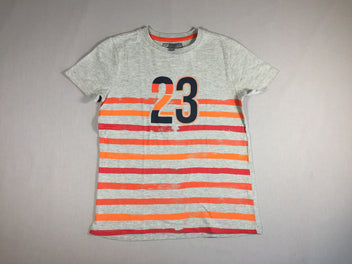 T-shirt m.c gris flammé ligné rouge/orange 23