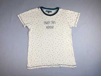 T-shirt m.c beige - motifs géométriques bleus