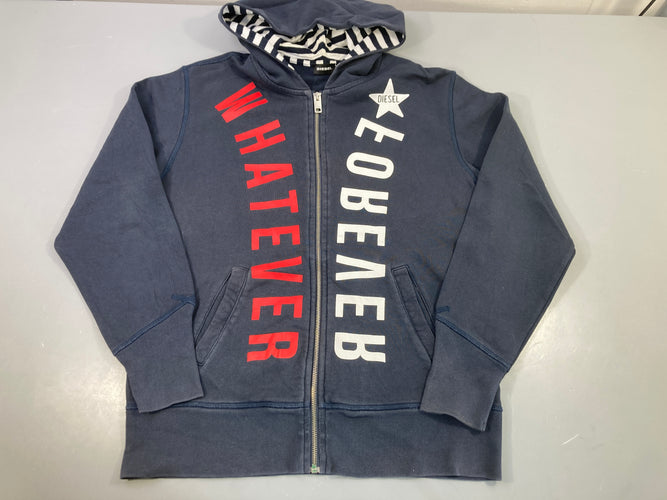 Sweat zippé à capuche bleu foncé Wathever Diesel Légèrement délavé, moins cher chez Petit Kiwi
