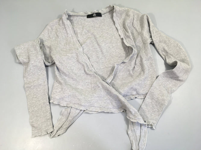Gilet cache-coeur à nouer gris clair, moins cher chez Petit Kiwi